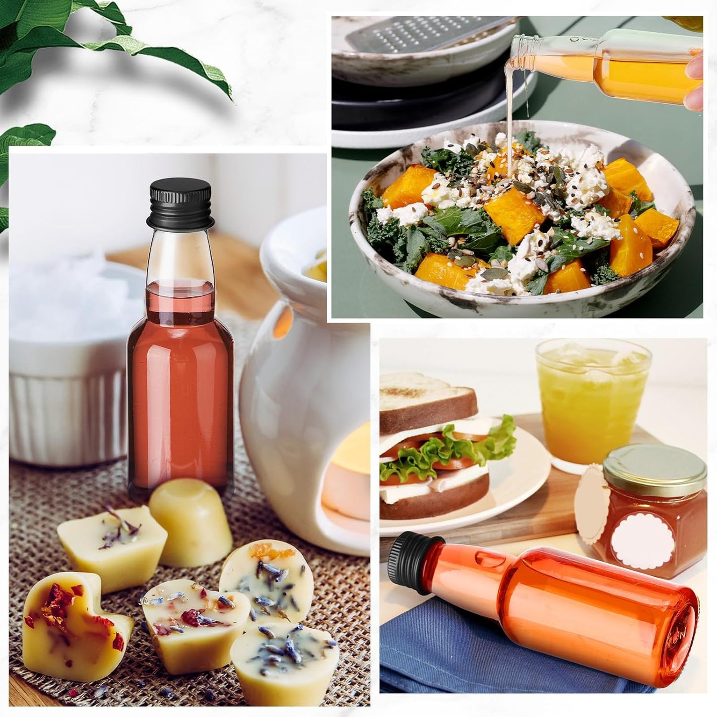 120 Pcs Mini Liquor Bottles Airtight Shot Miniature Empty Plastic Alcohol Spirit Shot Bottles with Funnels for Party Favors, Weddings(2 oz,Black)