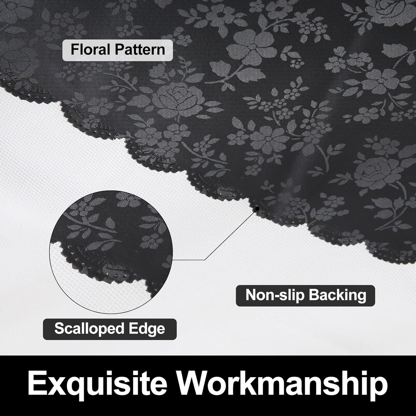 Smiry Rectangle Table Cloth, Waterproof Heavy Duty Vinyl Tablecloths, Wipeable Washable Table Cover for Kitchen and Dining Room (Black, 54" X 120")