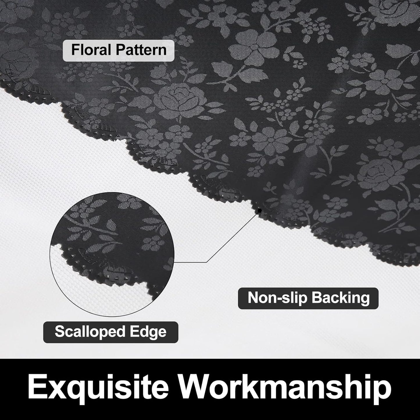 Smiry Rectangle Table Cloth, Waterproof Heavy Duty Vinyl Tablecloths, Wipeable Washable Table Cover for Kitchen and Dining Room (Black, 60" X 120")