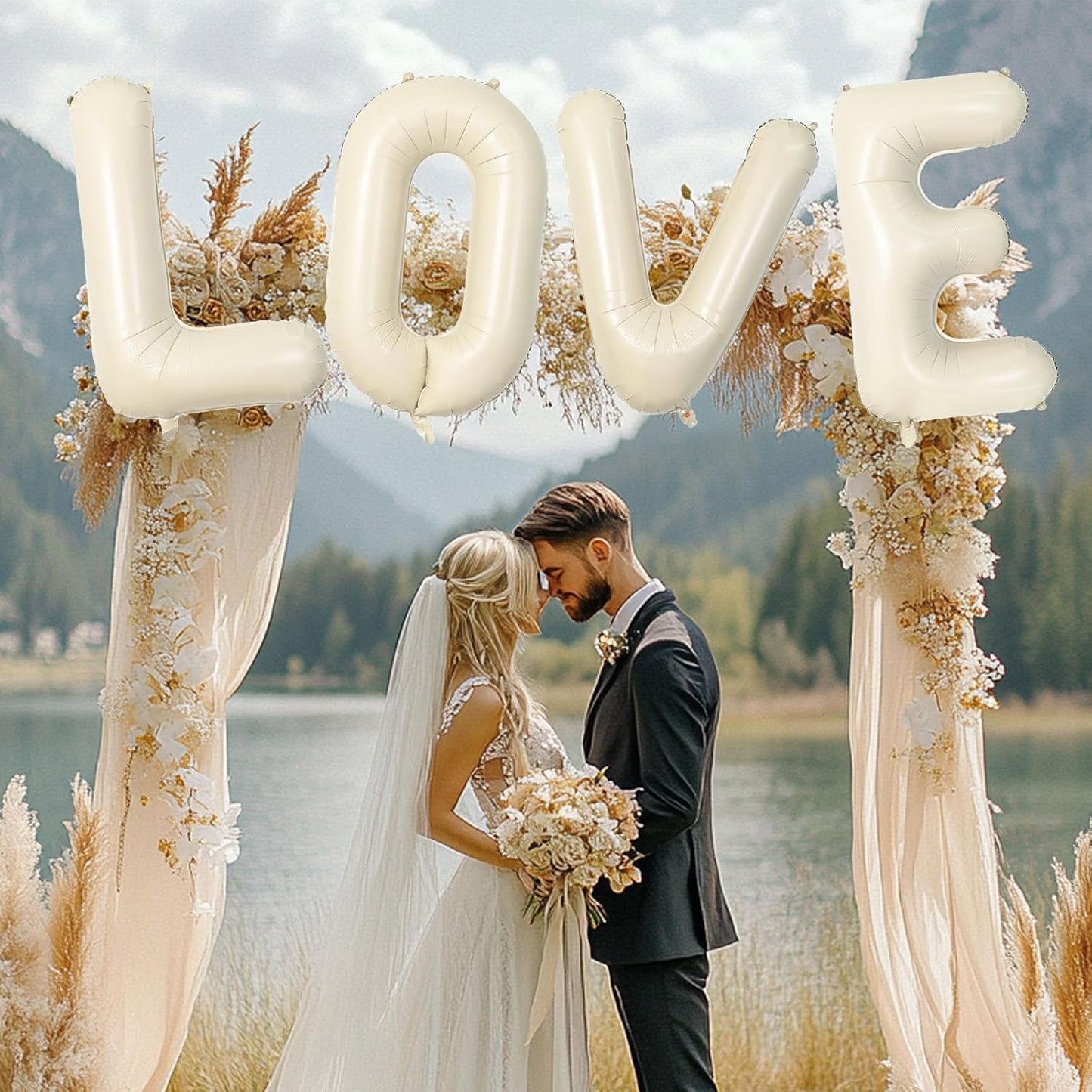 40 Inch Letter Balloons O, Big Custom A-Z Alphabet Foil Name Balloon Cream White, Self Inflating Beige Customize Helium Balloon Letters O for Women Girls One Birthday Oh Baby Shower Party Decorations