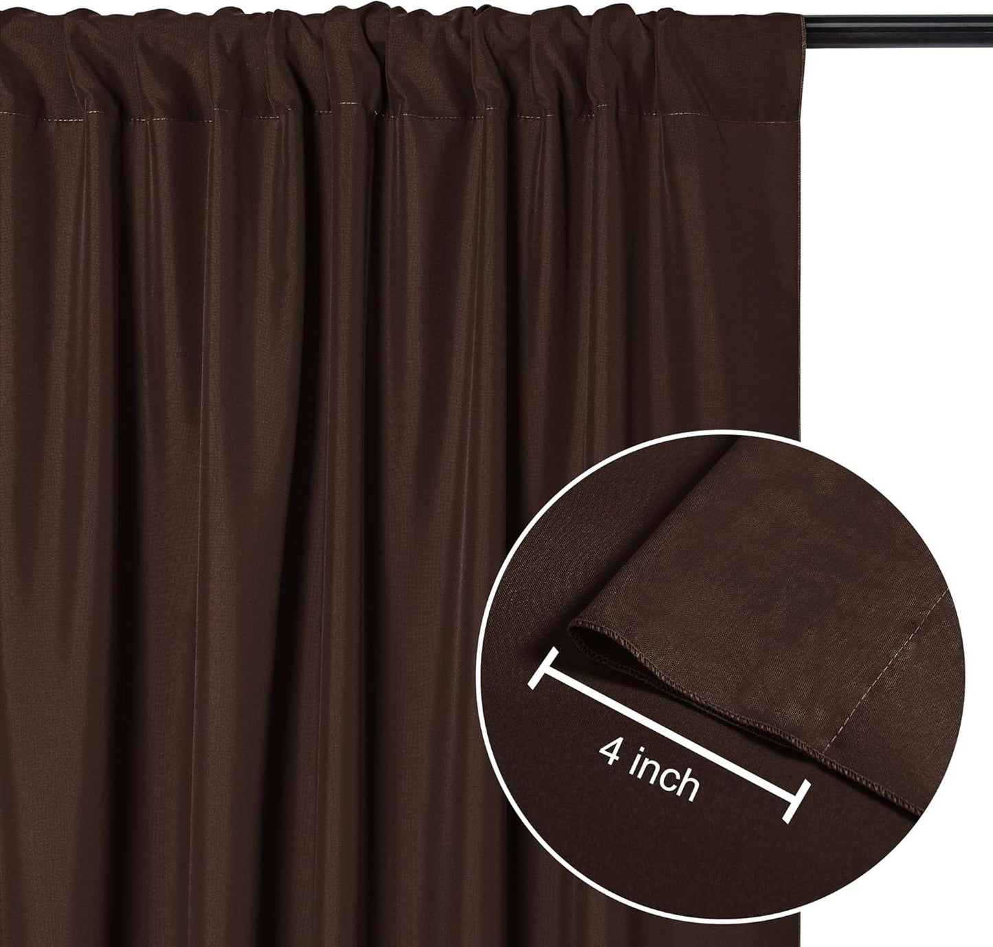 DWCN 10x8 FT Brown Backdrop Curtains for Parties, Photography Backdrop Drapes with Rod Pockets for Wedding Decorations Stage Birthday Family Gatherings, 2 Panels 5ft x 8ft