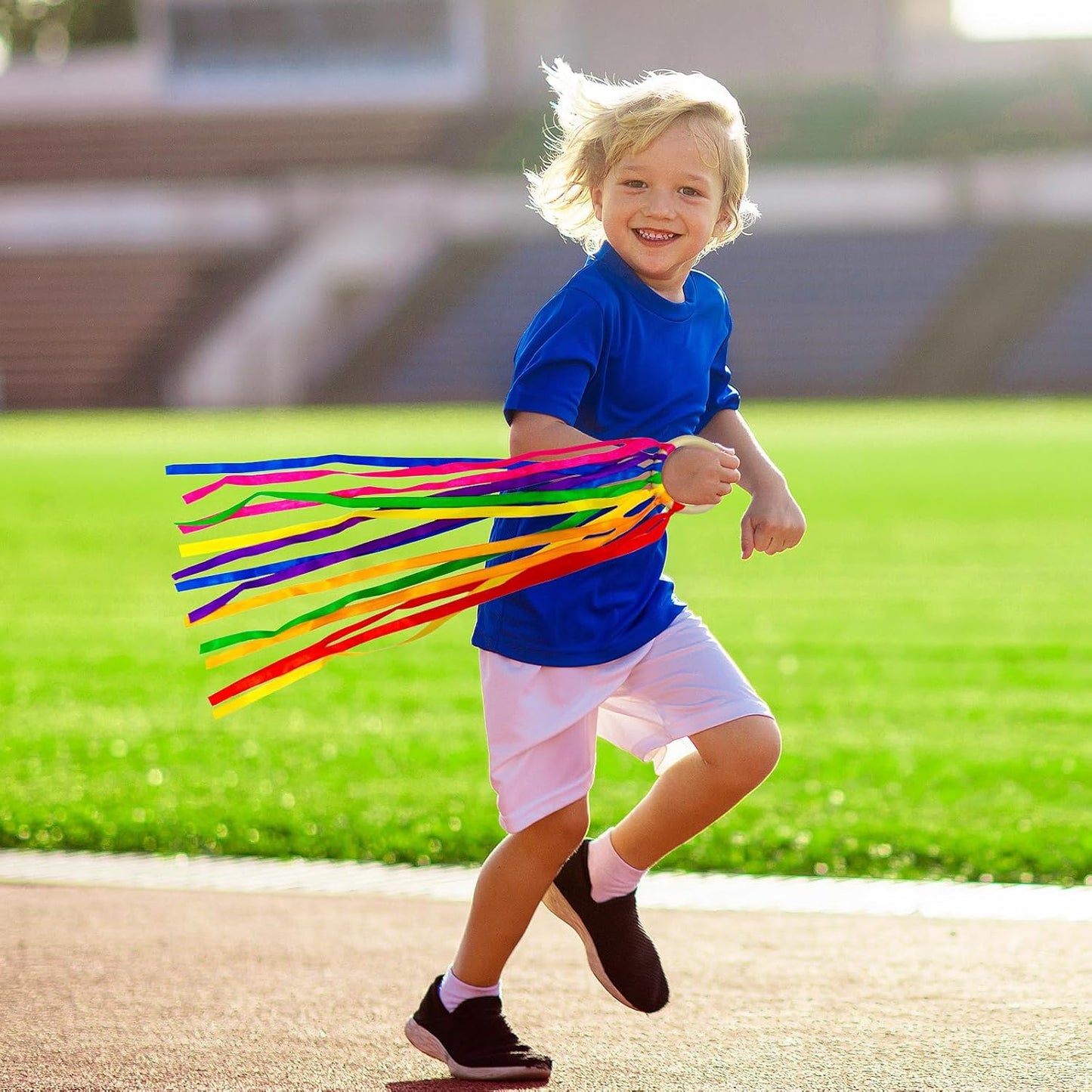 24Pcs Rainbow Ribbon Streamers Waldorf Toys Creative Waldorf Hand Kite Set Streamers with Wood Ring Sensory Learning Educational Toy for Playroom Dancing Birthday (Rainbow Colors)