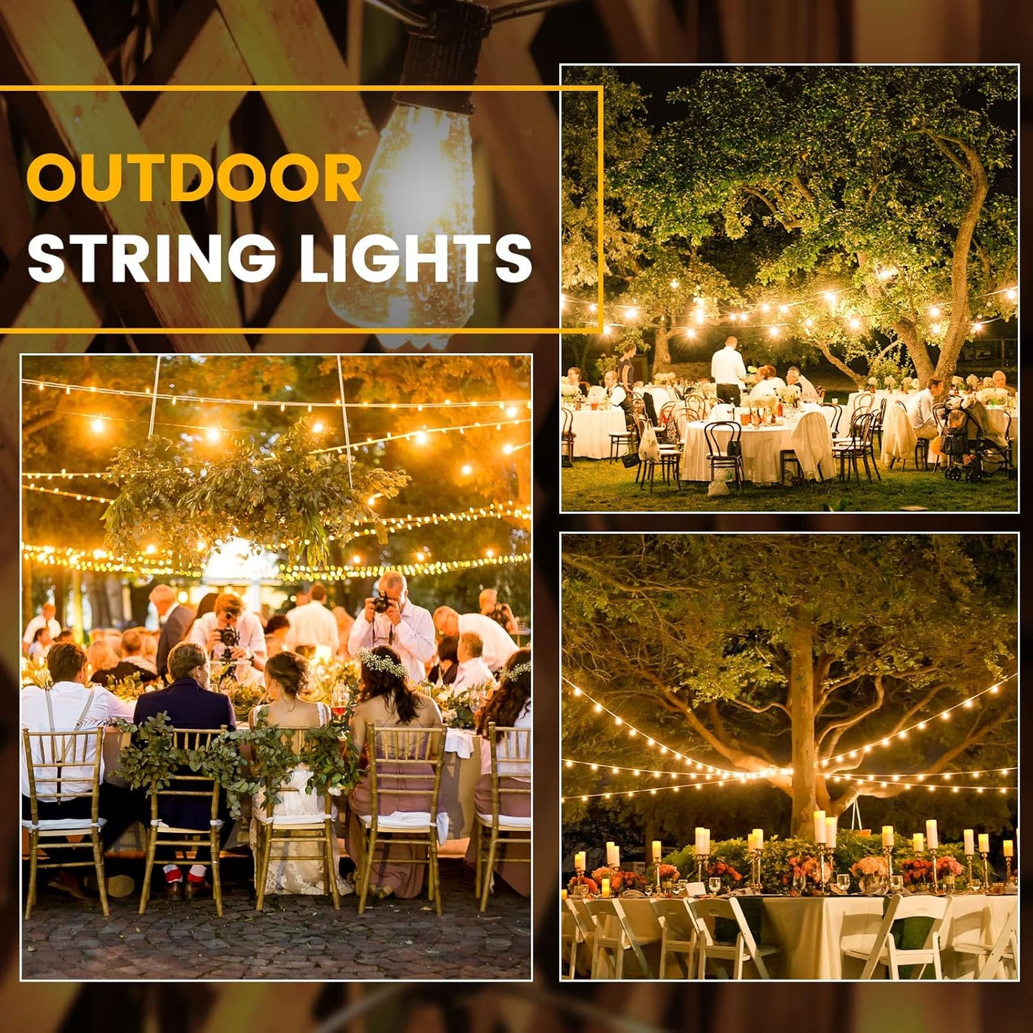 Outdoor Patio String Lights, 240FT LED with 120+4 ST38 Vintage Edison Bulbs, Waterproof Connectable Hanging Lights for Outside Backyard Bistro Porch (120FTx2)