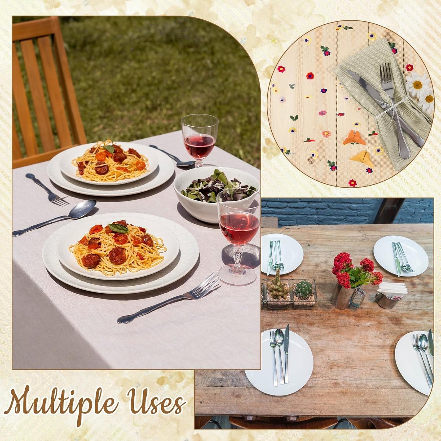 3PCS Champagne Floral Table Runner 10 FT, Embroidery Daisy Table Runners Seasonal Sheer Tulle Table Runner for Thanksgiving Wedding Birthday Baby Shower Party ﻿