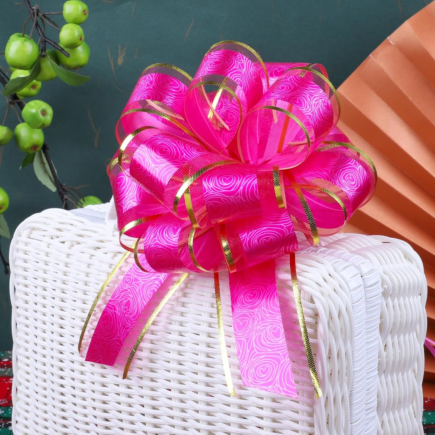 12 Pieces Rose Pull Bows,6 Inches Pull Bows for Gift Wrapping,Basket and Wedding Decoration,Holiday and Birthday Presents Wrapping Bows,Christmas Bows for Gift Wrapping