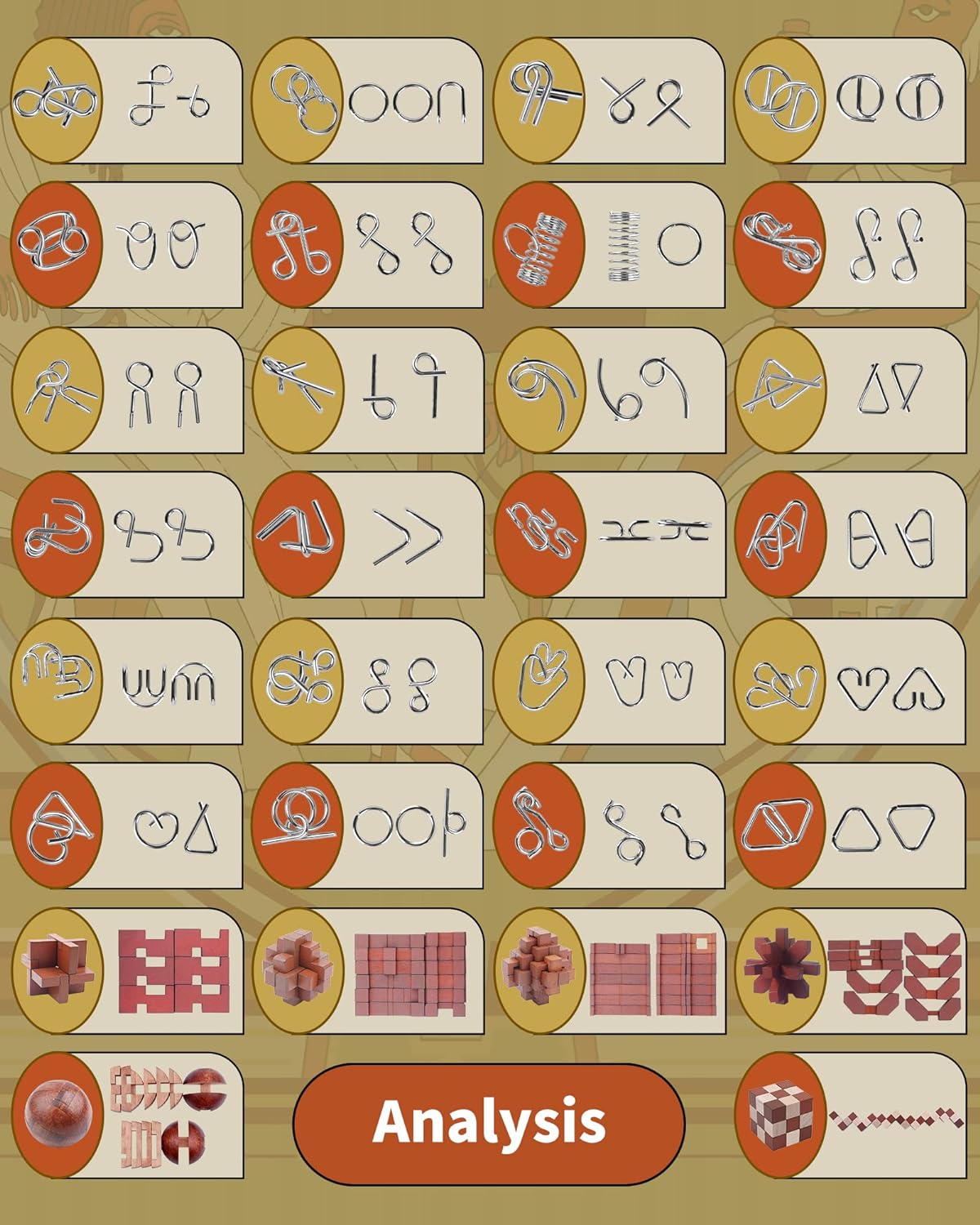 30pcs Brain Teaser Puzzles Game for Adults and Kids Ancient Wooden and Metal Puzzles 3D Educational Toys IQ Logic Train Family Games Party Favor Coffee Time Unlock Interlock Puzzles Box