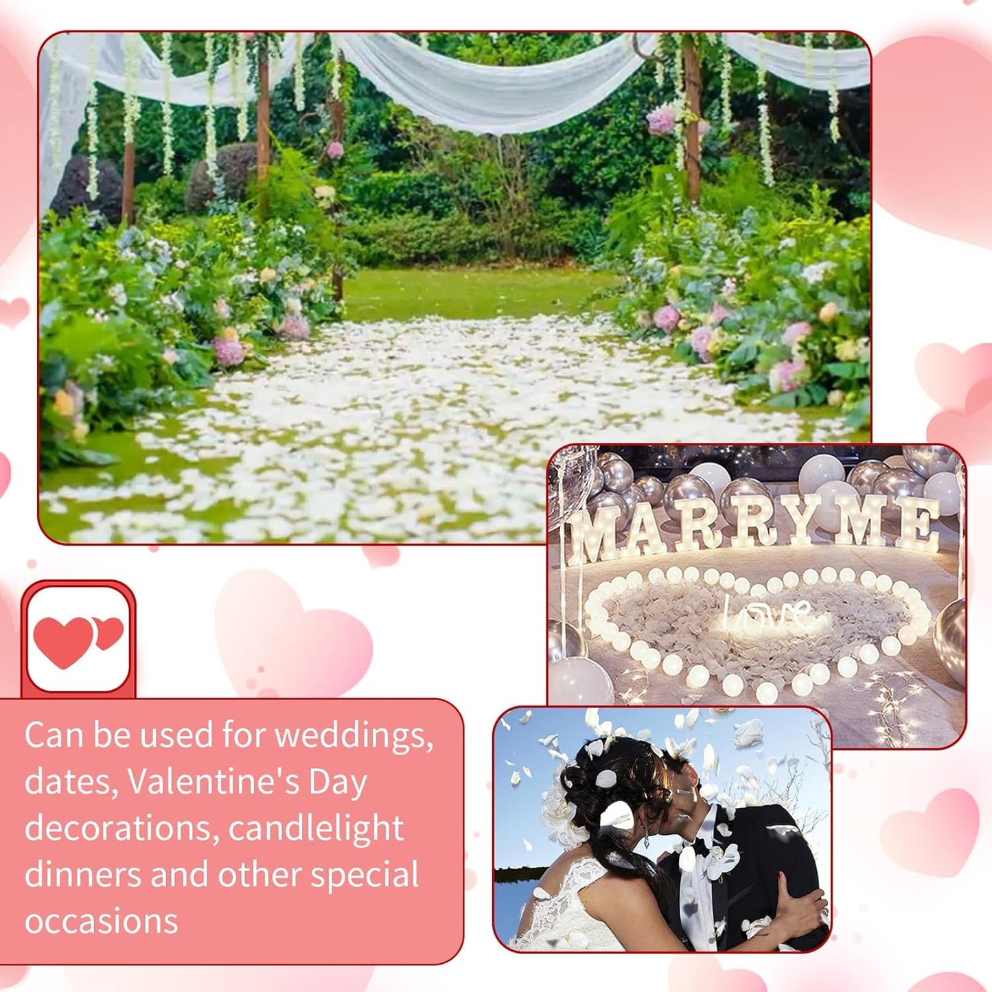 3300 PCS Artificial Fake Rose Petals,Flower Petals,Romantic Nightfor Her/Him Set,Wedding, Engagement, Party, in Bulk Flower Decorations（White）