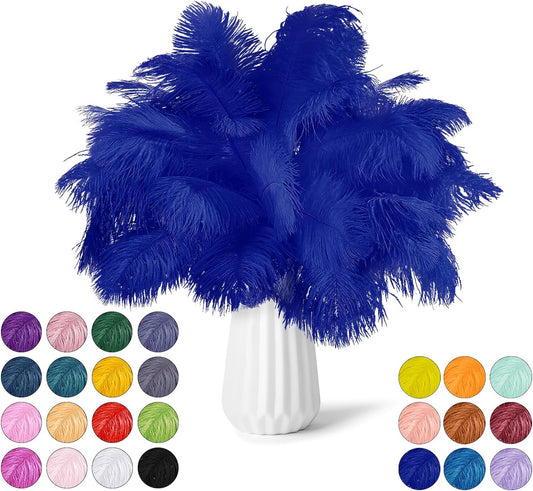 NEWONG 30pcs Royal Blue Ostrich Feathers Natural Bulk 8-10in（20-25cm） Vase Craft Wedding Home Party Centerpieces Christmas Day Decoration