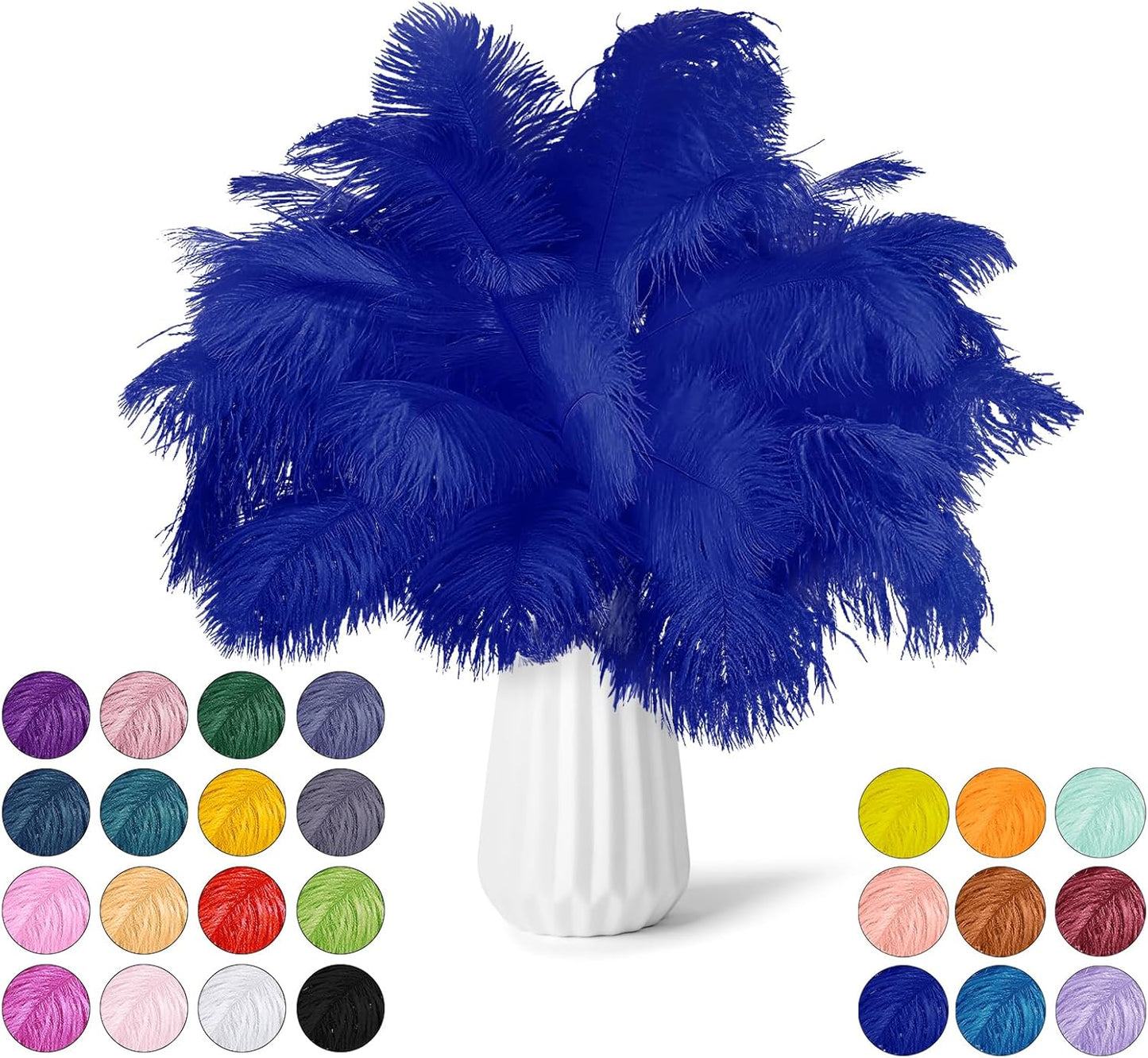 NEWONG 30pcs Royal Blue Ostrich Feathers Natural Bulk 11-14inch(28-35cm) Vase Craft Wedding Home Party Centerpieces Christmas Day Decoration