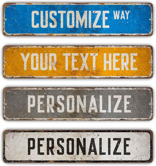 Custom Signs Outdoor Metal, Personalized Street Sign for Home Bar Wall Decor, 6x24 Inches, Indoor/Outdoor Use, Rust-Free Aluminum