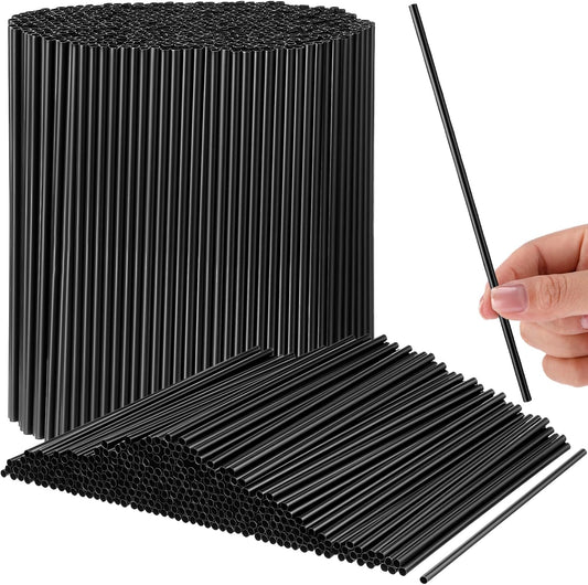 6000 Count Coffee Cocktail Stirrers Straws Disposable Plastic Sip Stir Sticks Cocktail Drink Stirrers Sticks Cups Straws for Bars Juice Drinking (Black,7 Inch)