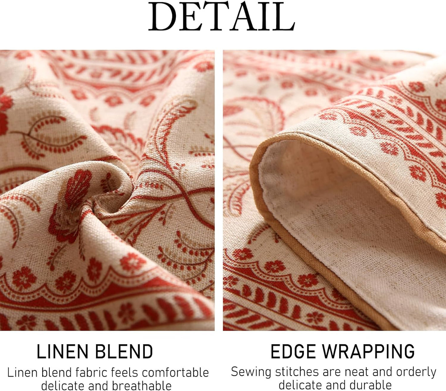 ISAENNE Designer Vintage Linen Table Runner 102 Inches Long,Red Floral Pattern Modern Decor Table Runners for Dining Tables,Thanksgiving,Kitchen Tables,Christmas,Banquet,12"*102"-Chamonix A