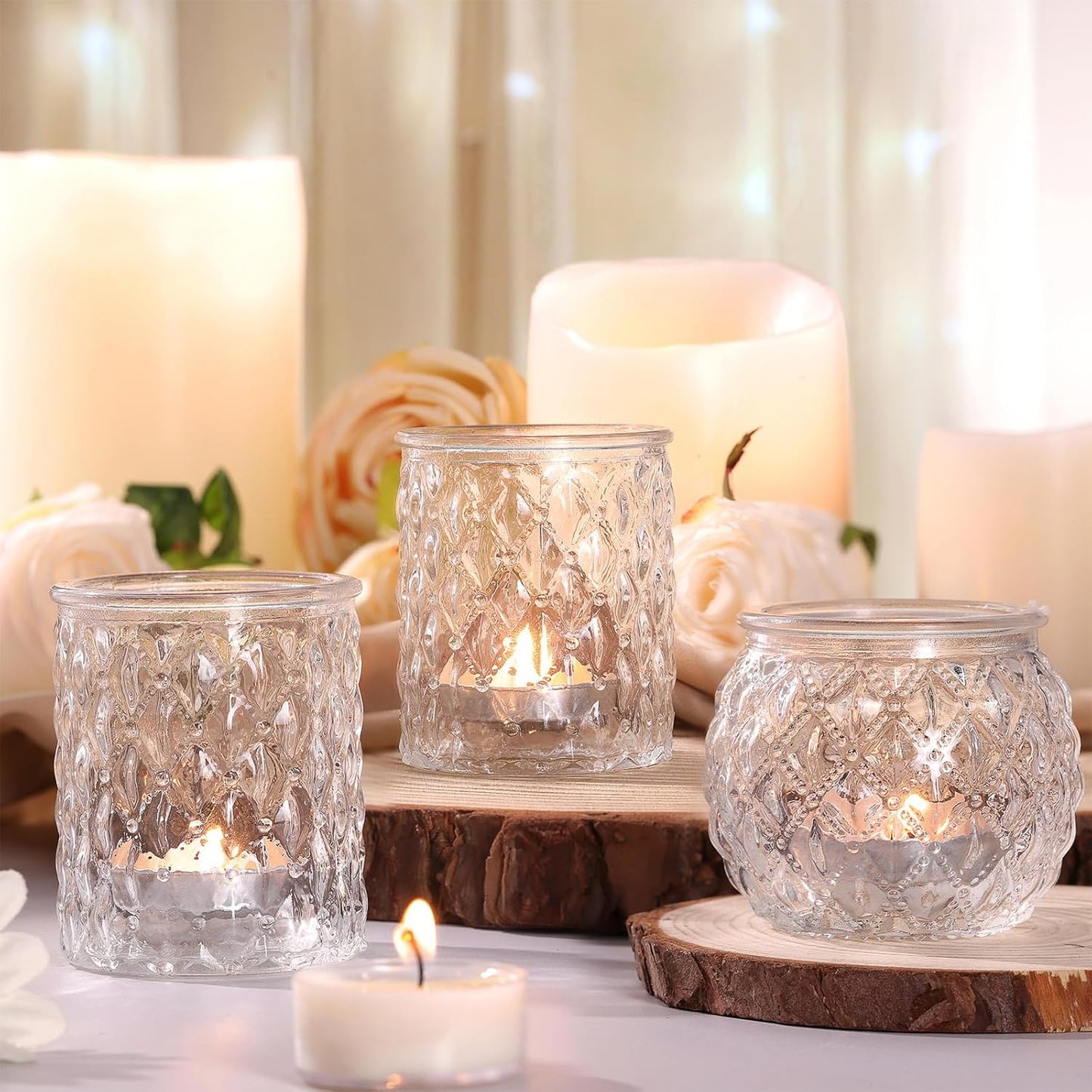 12pcs Assorted Votive Candle Holders for Wedding Centerpiece, Clear Tea Light Candle Holders, Glass Candle Holder for Table Centerpiece, Home and Party Decorations