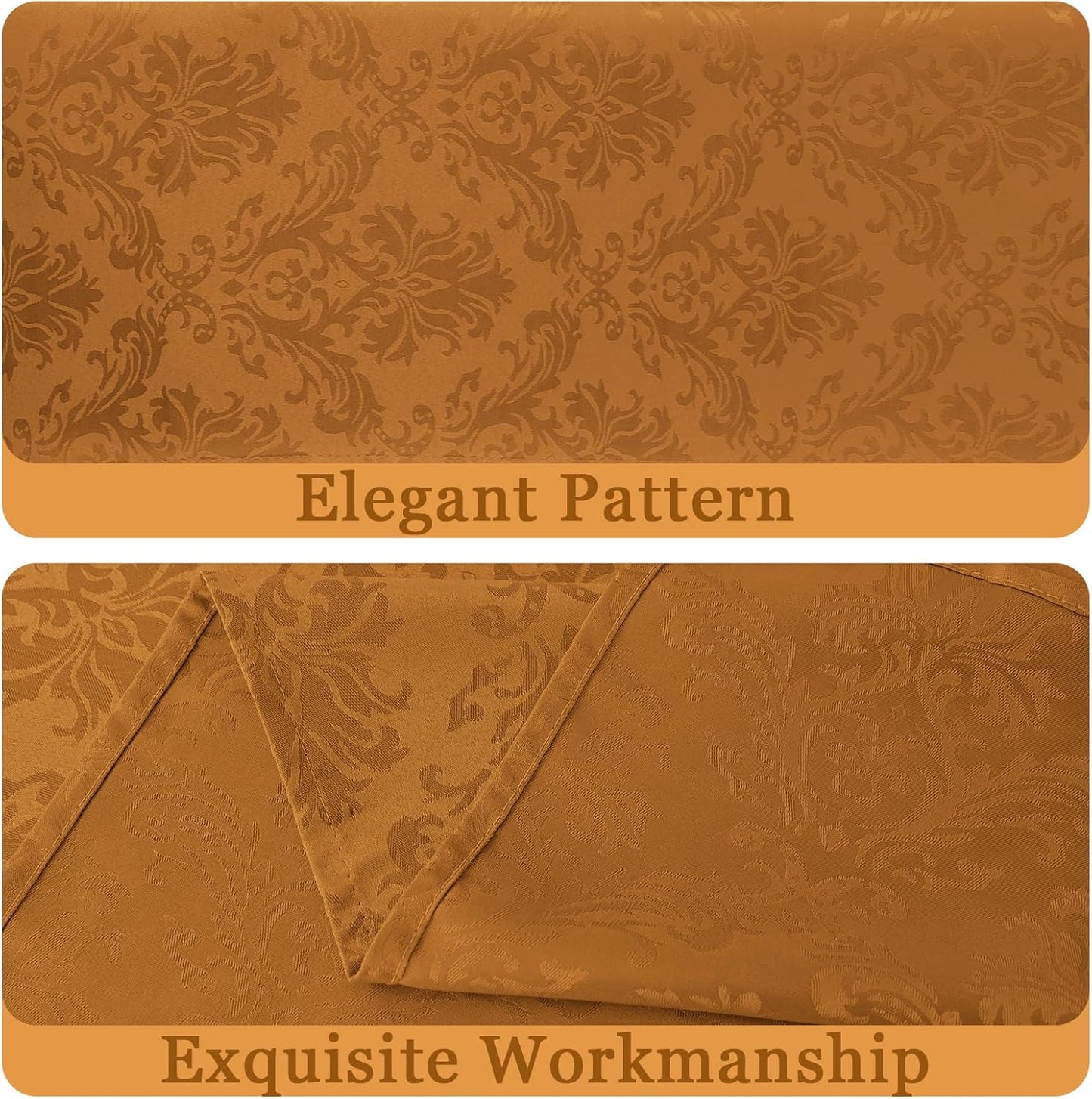 Rectangle Table Cloth - 60 x 102 Inch Brown Jacquard Tablecloths Damask Design Spillproof Wrinkle Resistant Shrinkproof Soft Tablecloth Polyester Oblong Table Cover for Kitchen Dinning Party Tabletop