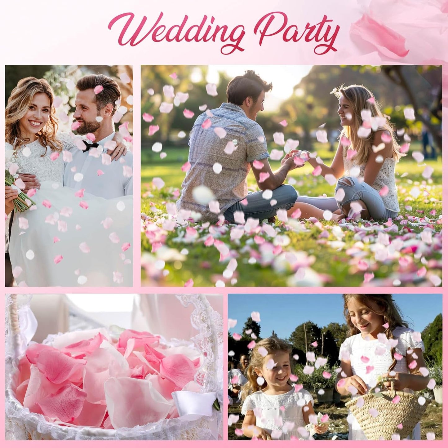 300 PCS Real Pink White Rose Flower Petals Confetti for Wedding Flower Girl to Throw, 2.82oz Freeze Dried Rose Petal for Proposal Centerpieces Romantic Night Decor