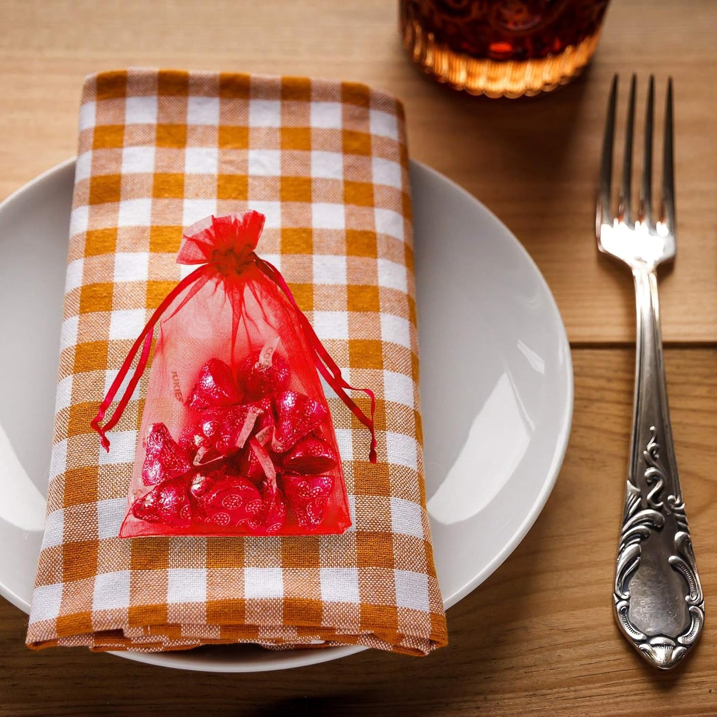 Super Z Outlet 100 Pack 5x7 Inch Mini Sheer Drawstring Organza Transparent Bags Jewelry Sack Pouches for Wedding, Party Decorations, Arts & Crafts Gifts (Red)