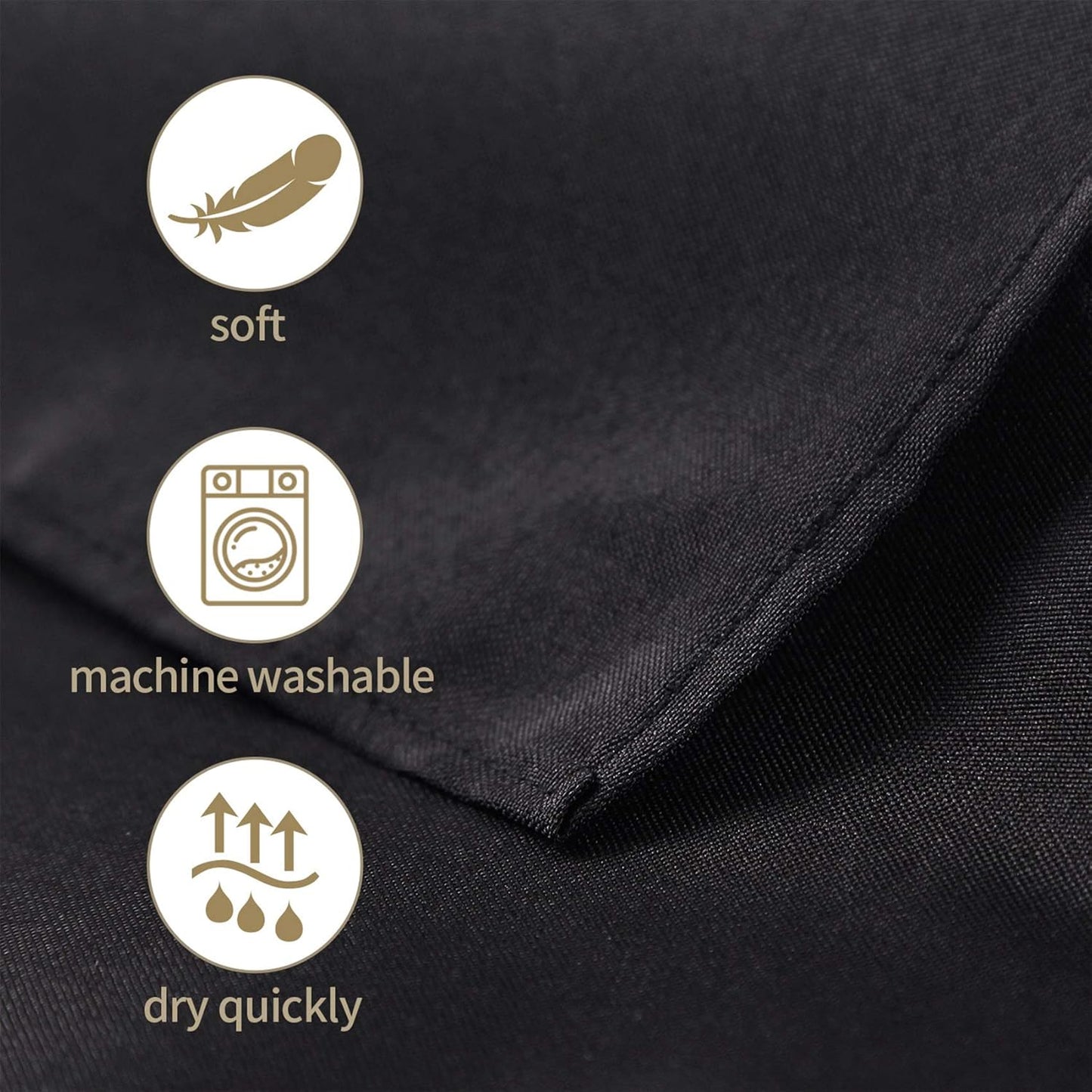 Ascoza 2pack 90x132 Inch Black Rectangular Tablecloth 8 Feet Table Cloth in Polyester Fabric for Wedding/Banquet/Restaurant/Parties