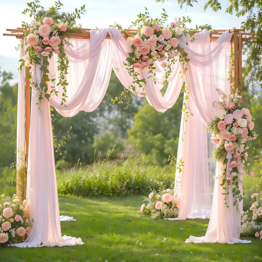Wedding Arch Draping Fabric, 2 Panels 28" x 19Ft Blush Arch Drapes Sheer Backdrop Curtain for Wedding Ceremony Party Ceiling Decor