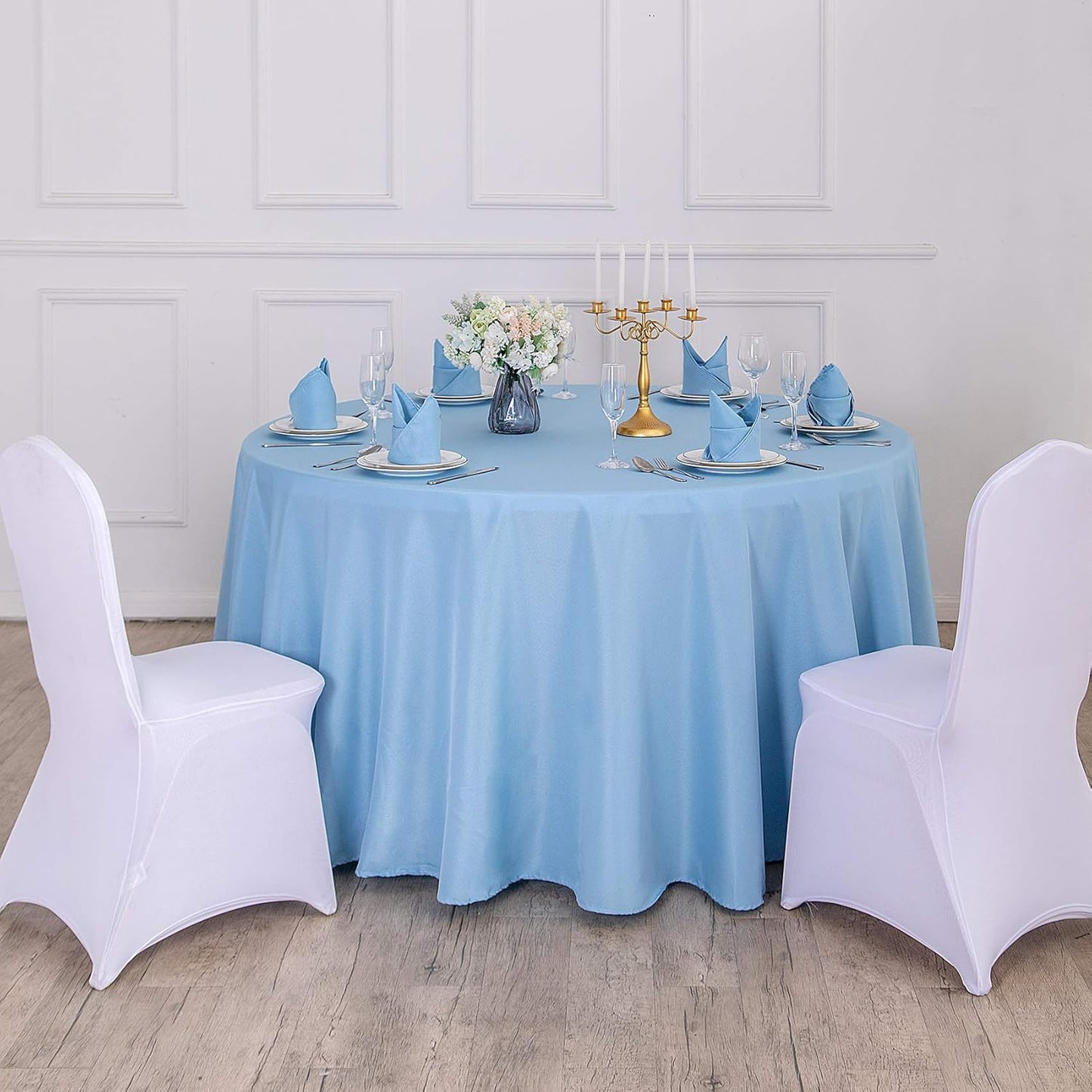70 inch Round Tablecloth Washable Polyester Table Cloth Decorative Table Cover for Wedding Party Dining Banquet（70 inch,Blue Mist）