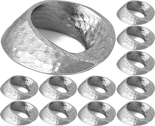 Mobius Metal Napkin Rings - 12-Pack Silver Art Deco Lightweight Metal Table Décor for Fall, Thanksgiving, Banquet, Christmas, Decor, Weddings, Dinner Parties & Everyday Use - ALPHA Living HOME