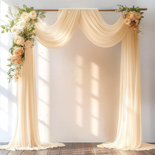 Champagne Wedding Arch Draping Fabric 1 Panel 30'' x 20FT Champagne Drapes Sheer Fabric Backdrop Arch Draping Fabrics for Wedding Ceremony Birthday Party Bridal Shower Decoration