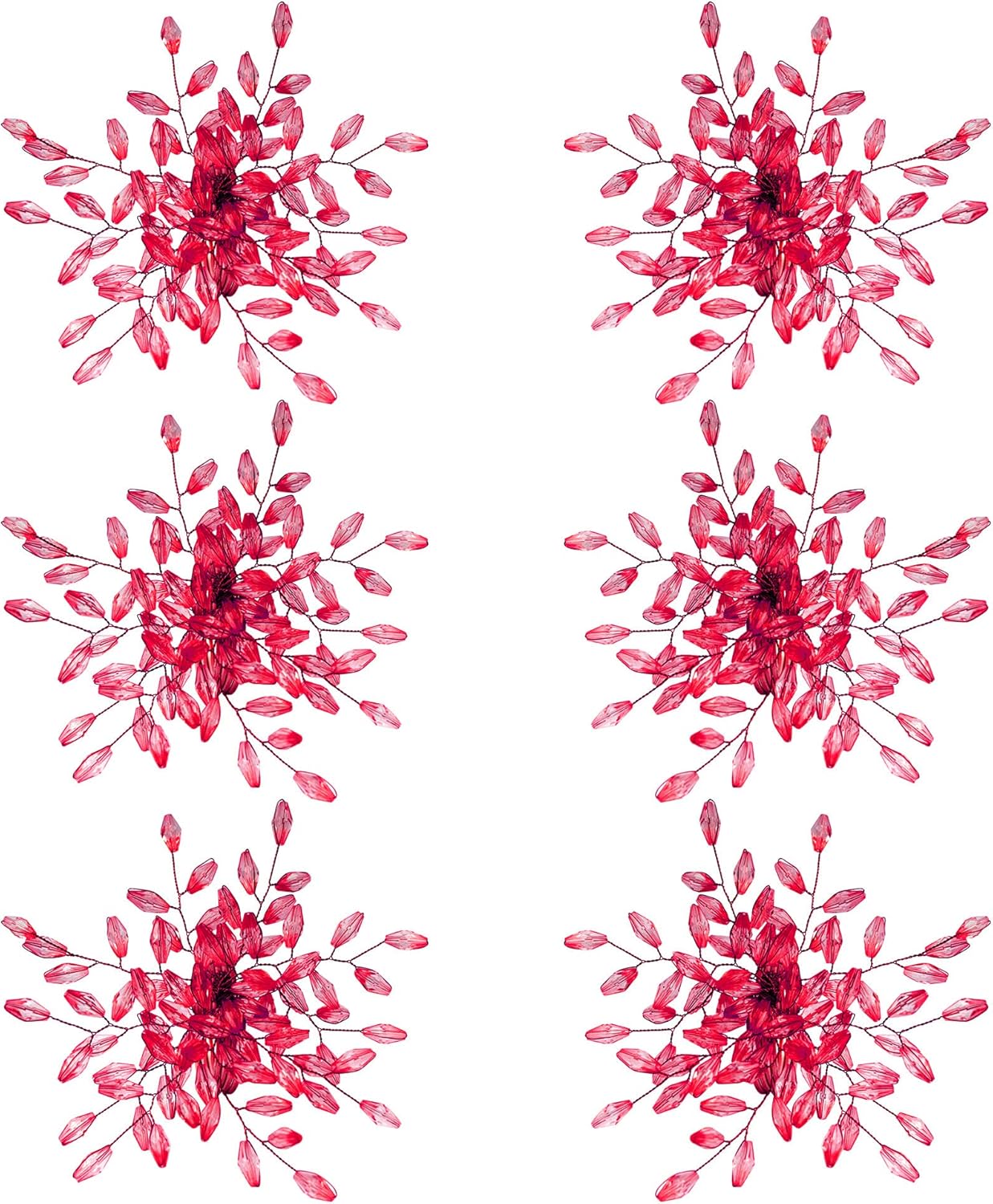 Christmas Napkin Rings Set of 6 for Dining Table Decoration Parties Everyday Metal Napkin Holder Leaf Red (Pack of 6)