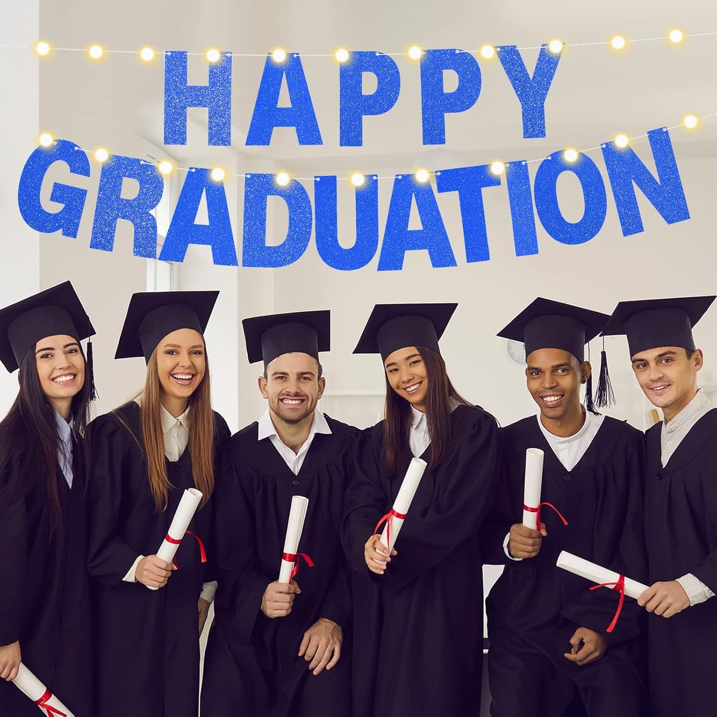 TaoBary 112 Pcs DIY Letter Custom Banner Glitter Customizable Banner Kit Including 107 Letters and Numbers 3 Rope for Valentine Birthday Party(Dark Blue)