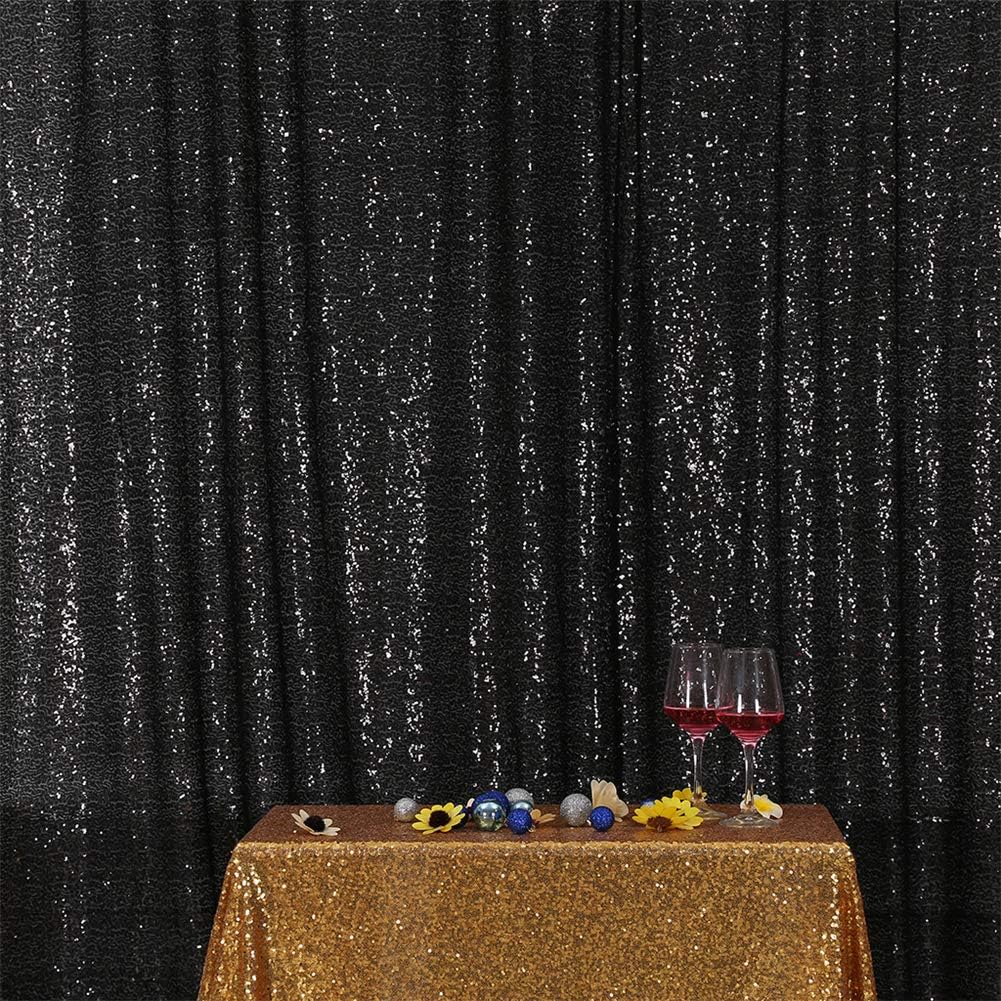 Eternal Beauty Black Sequin Backdrop, 6x6 Ft Halloween Glitter Background Curtains for Shimmer Photography Party Wedding Birthday Back Drop Decor
