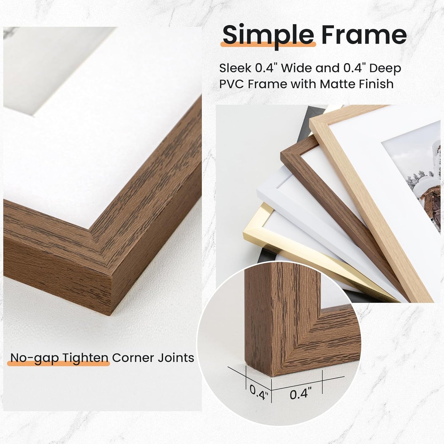 11x14 inch Picture Frame, 11x14 Photo Frames with 8x10 Removable Mat - High Definition Plexiglass - Vertical and Horizontal Display - Wall Hanging Frame - Walnut Color, 12 Pack