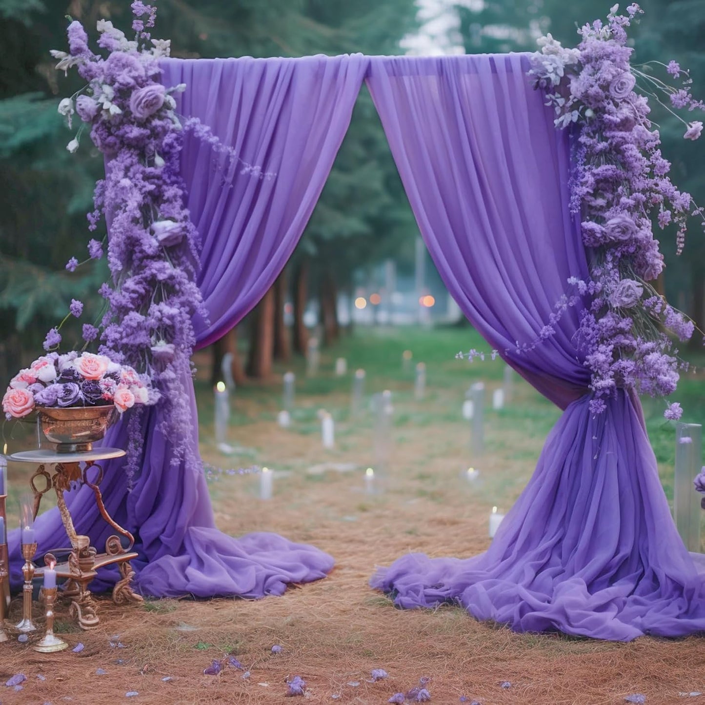 10ft x 10ft Purple Backdrop Curtains, Wrinkle-Free Sheer Chiffon Fabric Photo Backdrop Drapes for Wedding Arch Party Ceremony Stage Photography Decorations