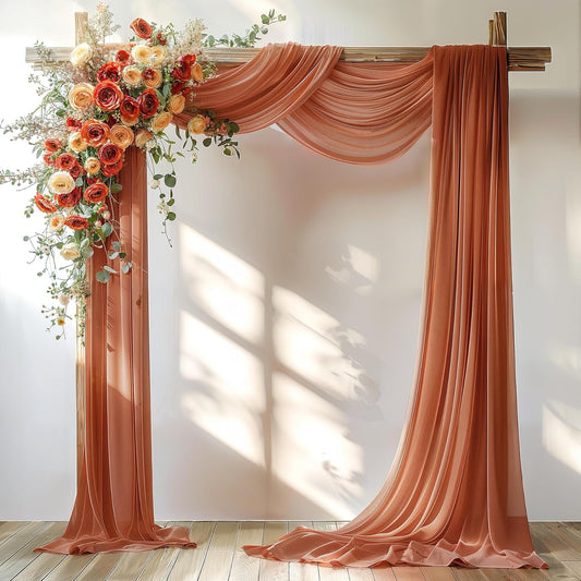 Terracotta Wedding Arch Draping Fabric 1 Panel 30'' x 20FT Terracotta Drapes Sheer Fabric Backdrop Arch Draping Fabrics for Wedding Ceremony Birthday Party Bridal Shower Decoration