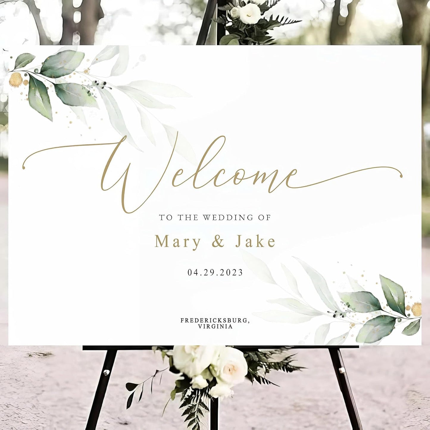 Boho Wedding Welcome Sign, Greenery Welcome to Our Wedding Sign, Eucalyptus Wedding Sign