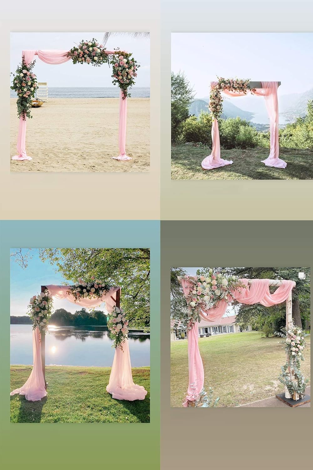Socomi Wedding Arch Draping Fabric 1 Panel 29" x 19Ft Blush Pink Sheer Chiffon Curtain Drapes 6 Yards for Wedding Ceremony Birthday Party Decoration