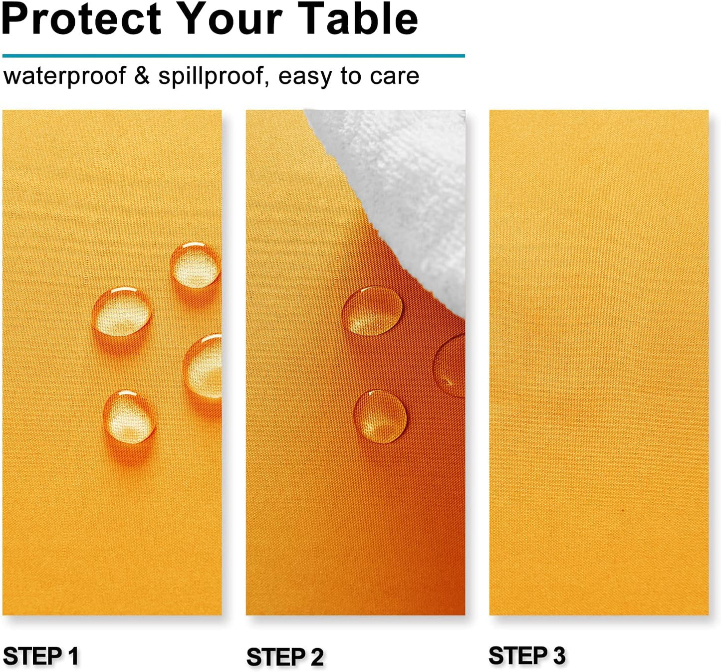 Hiasan Solid Square Tablecloth - Waterproof and Spillproof Washable Table Cloth for Dining Tables, Orange Yellow, 54 x 54 Inch