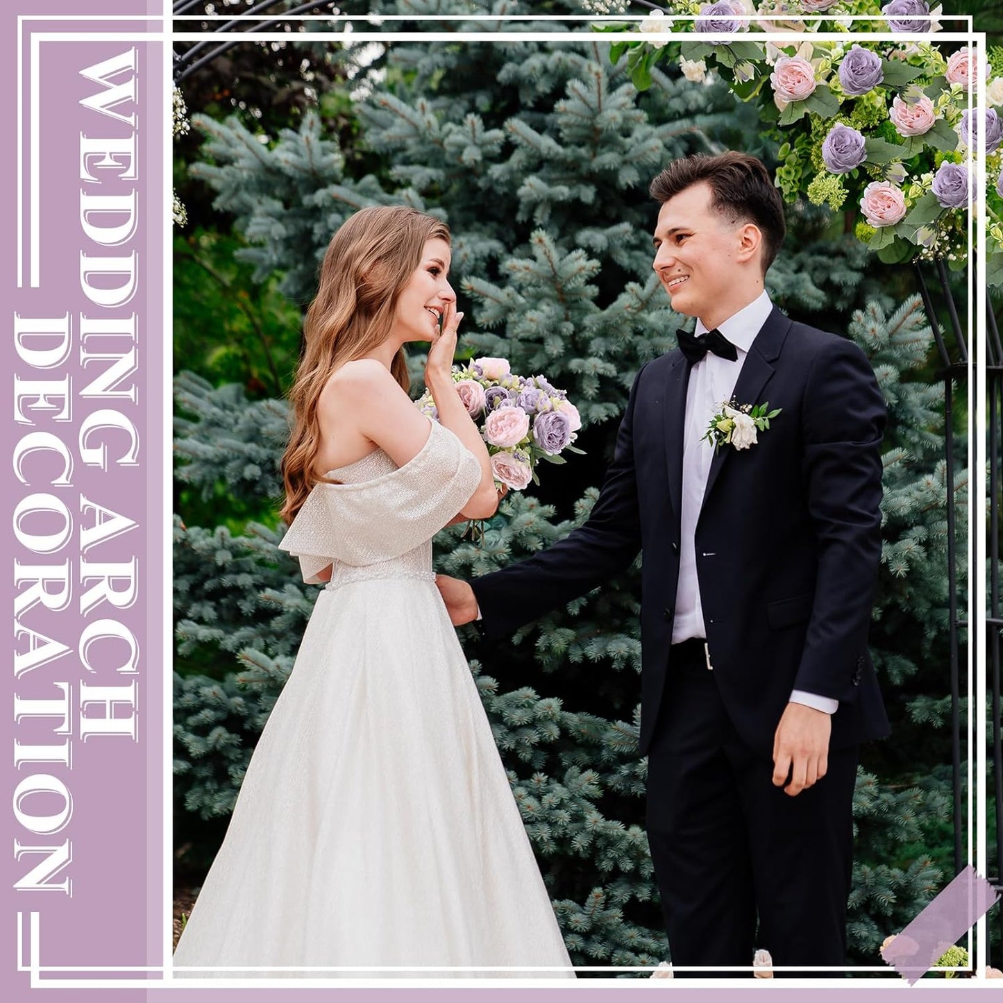 8 Bundles Artificial Peonies Flowers Boho Faux Flowers Arrangements Artificial Centerpiece Spring Bouquet Floral Wedding Decoration for Vase(Pink, Purple)