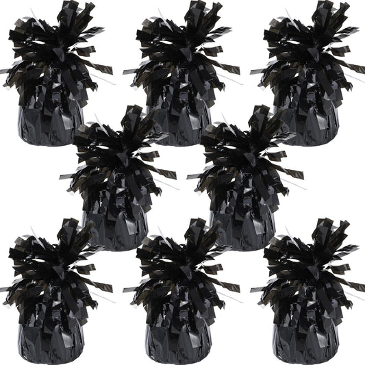 8 Pcs Black Metallic Balloon Weights Holder Anchors Balloon Holder Weights for Helium Balloons Birthday Graduation Party Christmas Wedding Celebration Decoration (Black)