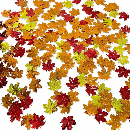 Fall Maple Leaf Confetti, Thanksgiving Metallic Foil Confetti Autumn Colors Party Decorations Leaves Sequins Table Scatter Centerpiece Sprinkles for Fall Party Supplies Decor