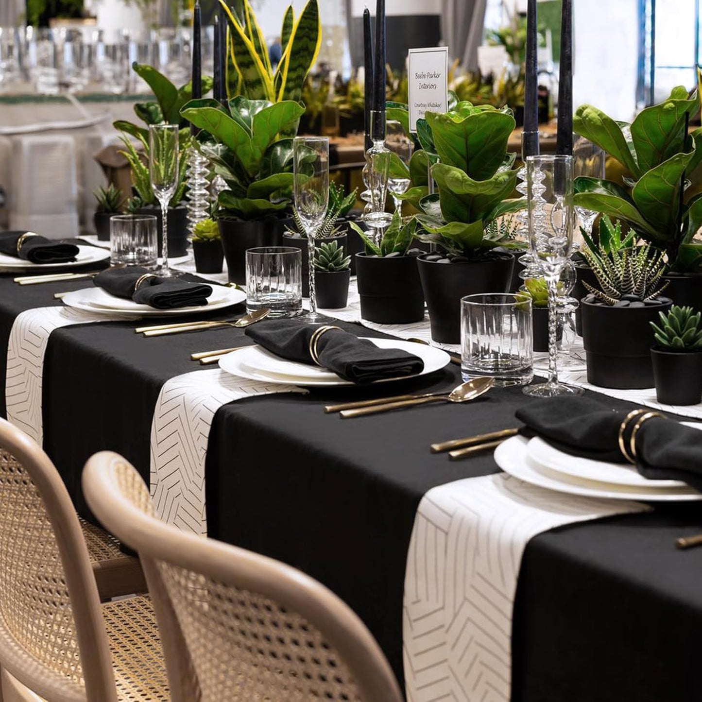 sancua 8 Pack Black Tablecloth 60 x 102 Inch, Rectangle Table Cloth for 6 Feet Tables - Stain and Wrinkle Resistant Washable Polyester Table Cover for Dining Tables, Buffet Parties and Camping