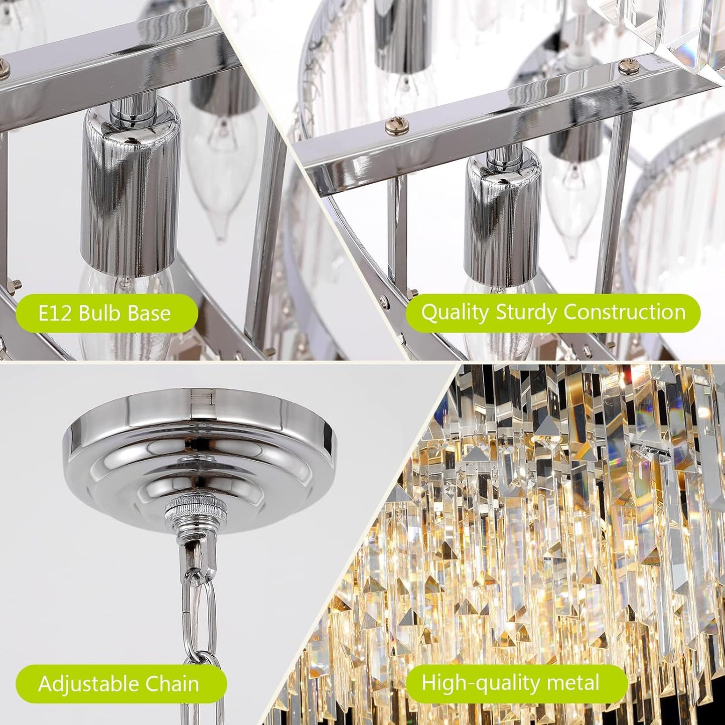 Crystal Chandelier Lighting 31'' for Dining Rooms Bedroom Foyer Entryway Ceiling Hanging Pendant Chandelier Light Fixture Lamp