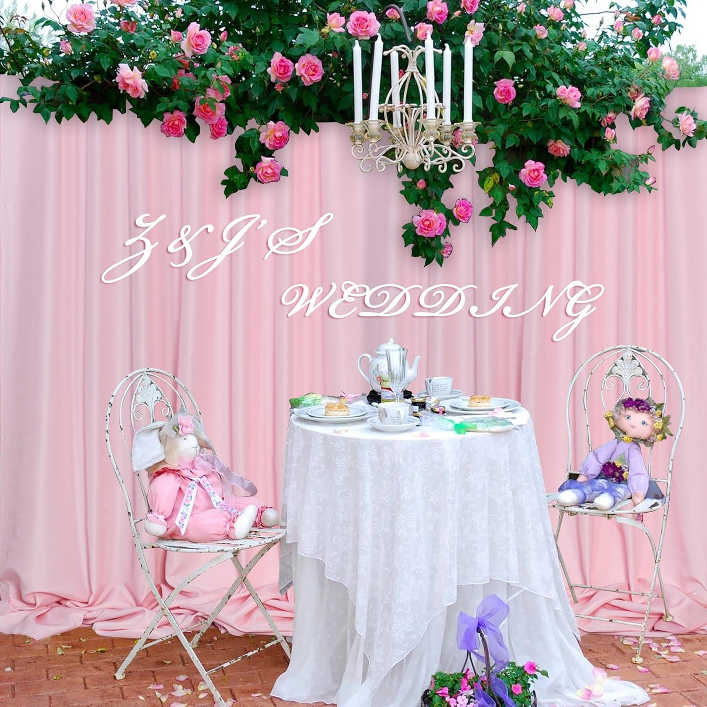 MEETSKY Pink Backdrop Curtain for Parties Baby Shower Pink Photo Curtains with Rod Pockets Backdrop Drapes Privacy Fabric Decoration for Wedding Birthday Gril Party Home Decor, 5ft x 8ft, 2 Panels