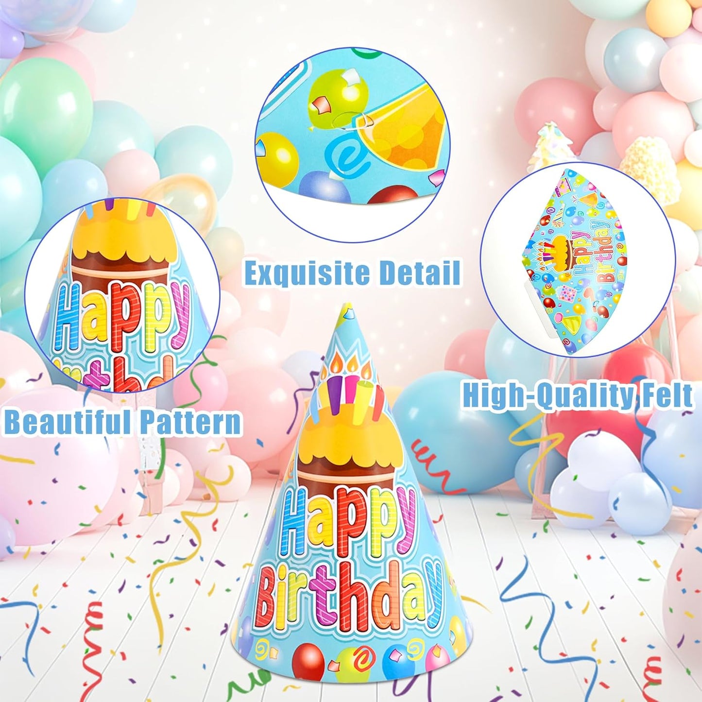 CANREVEL 12 PCS Party Hats for Kids and Adults, Party Headwear, Happy Birthday Hats, Birthday Party Decorations