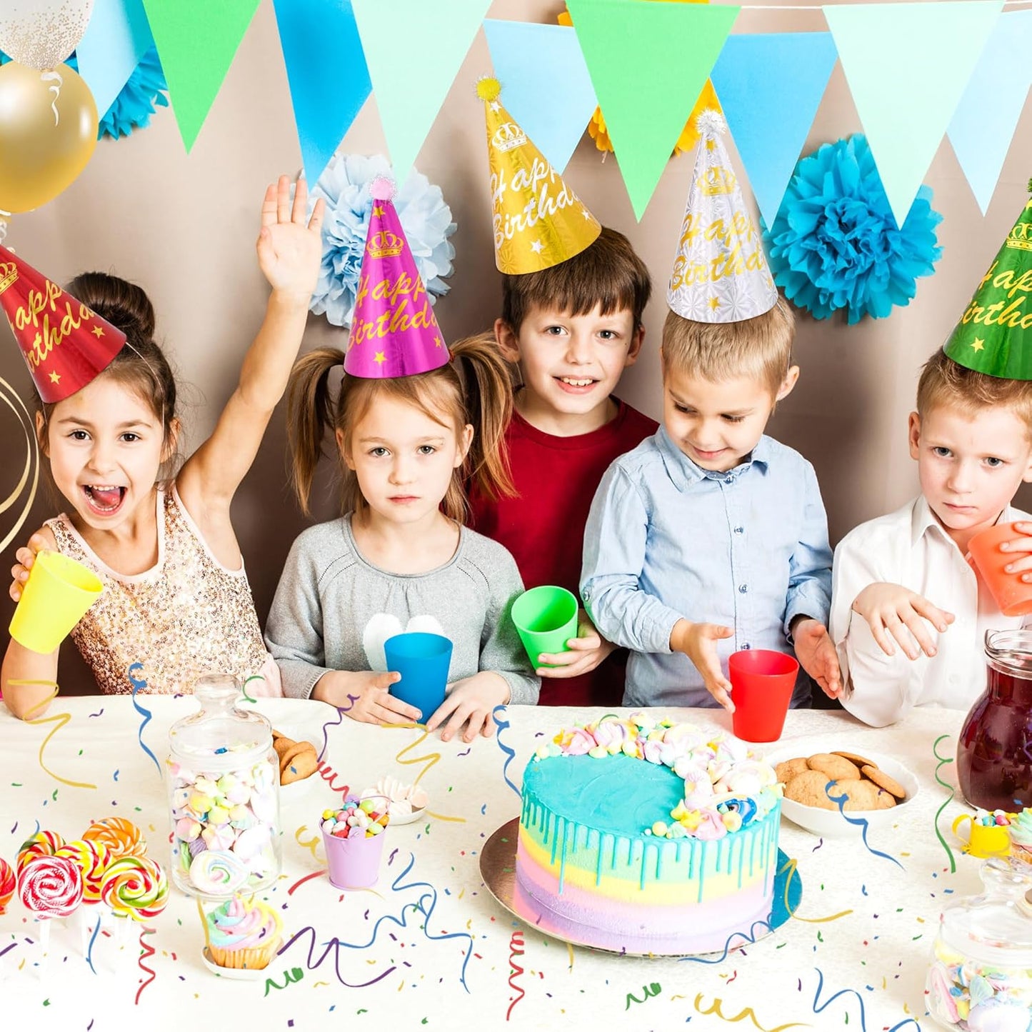 CANREVEL Party Hats for Kids and Adults, Party Headwear, Happy Birthday Hats, Birthday Party Decorations