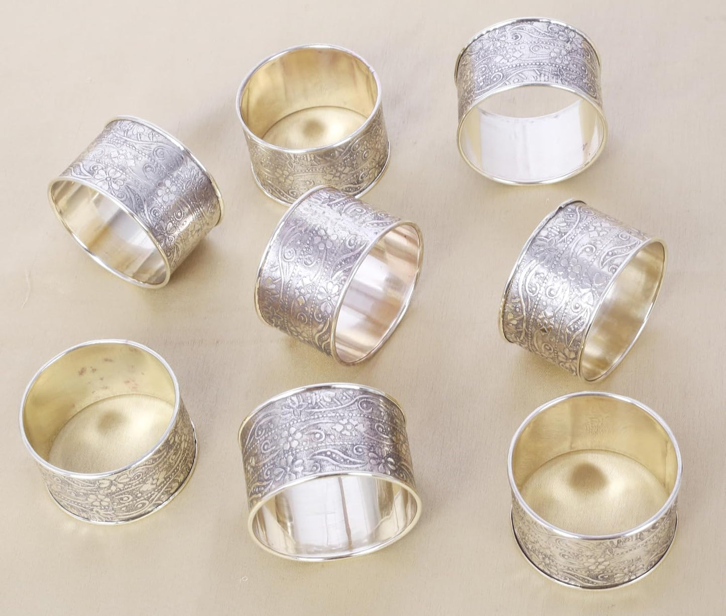 Gorgeous Beautifully Handcrafted Floral Large Size Gold Color Party Dining Table Napkin Holders (Set of 8)