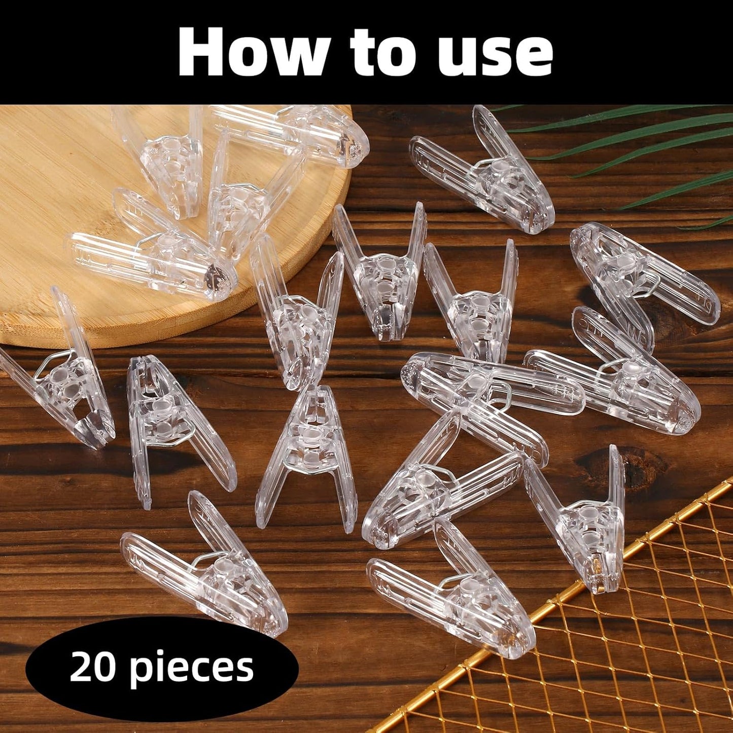 20pcs Spring Clamps, Transparent Balloon Garland Clips 2.36x0.59in/6x1.5cm Heavy Duty Clips for Crafts Balloon Arch Photography Backdrop Decoration