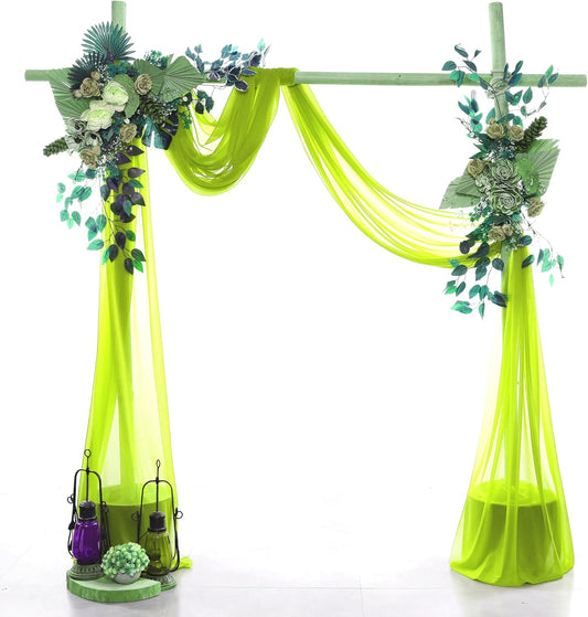 VDS Pack of 1 Panel (30 Inch X 20 Feet) Wedding Arch Draping Fabric Sheer Chiffon Fabric Drapery for Wedding Ceremony Reception Swag Backdrop Canopy Chuppah ARBO Altars Decoration (Parrot Green)