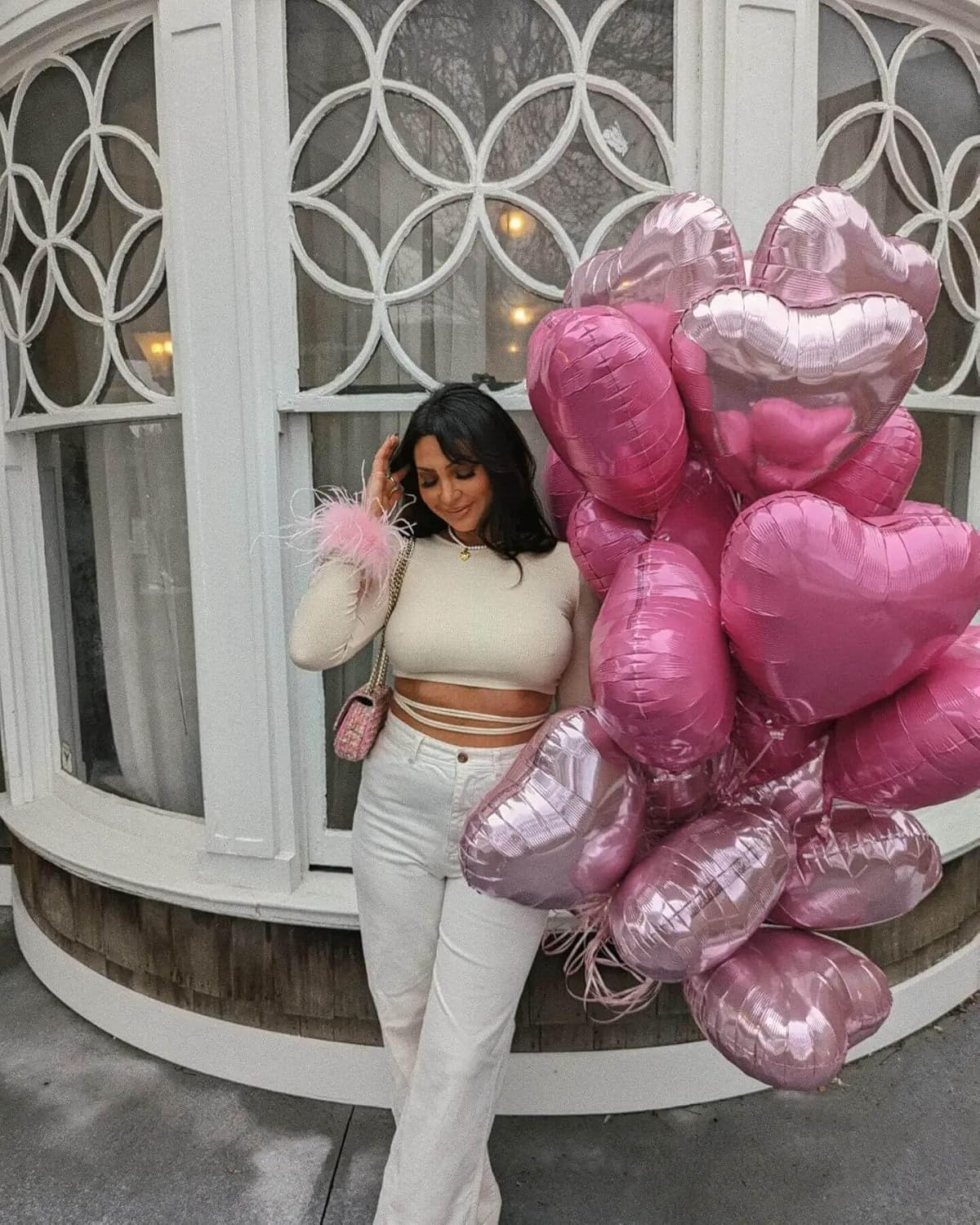 Rose Gold Heart Shaped balloons Pack of 12,18 Inch White Love Valentine Balloons Pink Heart Romantic Balloons For Valentines Day Propose Marriage Wedding Bridal Shower Engagement Party Decorations