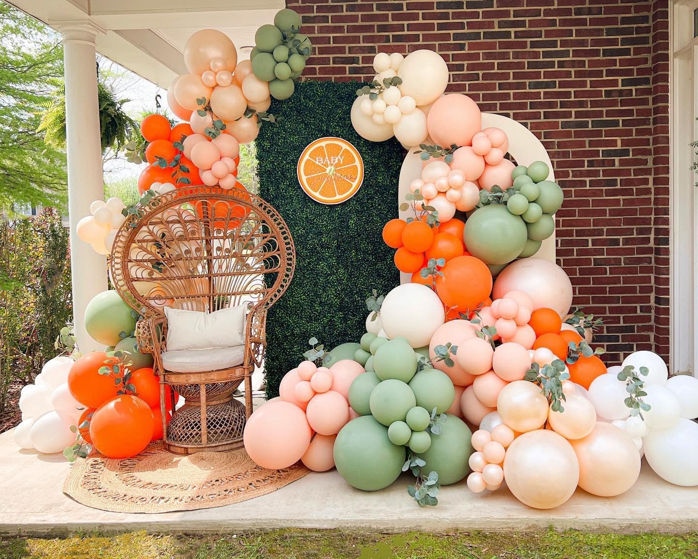 Sage Green and Orange Balloons, 12 Inch Green Brown Orange Balloons Olive Green Brown Beige Jungle Safari Wild Woodland Balloon for Birthday Wedding Baby Shower Party Decorations