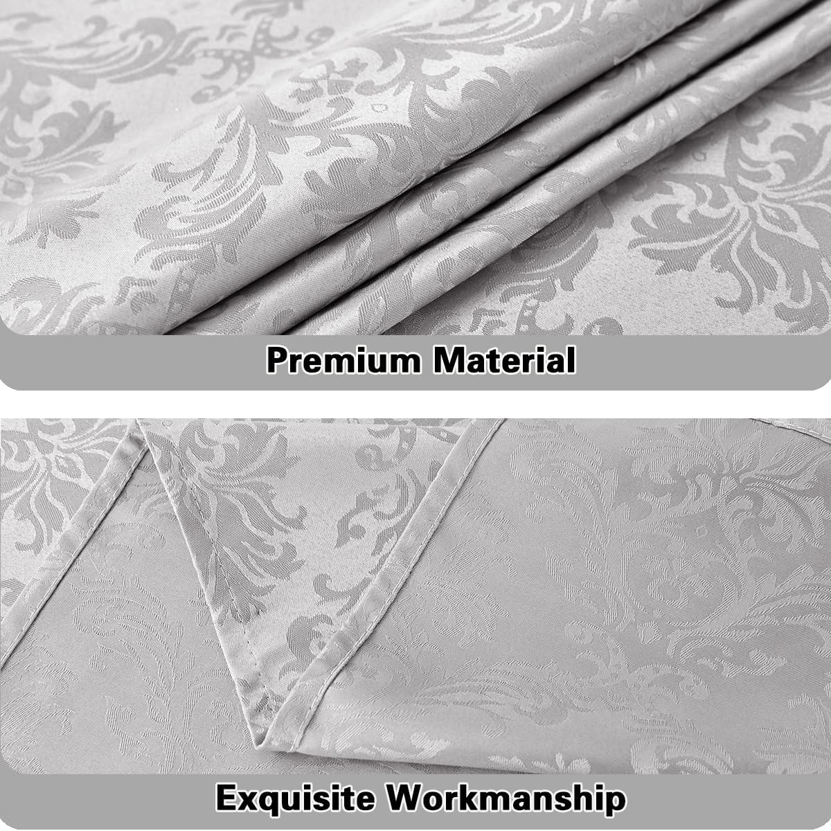 SASTYBALE Damask Tablecloth Rectangle Tablecloth, Waterproof & Wrinkle Free Fabric Jacquard Table Cloth for Dinner, Party, Indoor & Outdoor, 60 x 120 Inch Grey