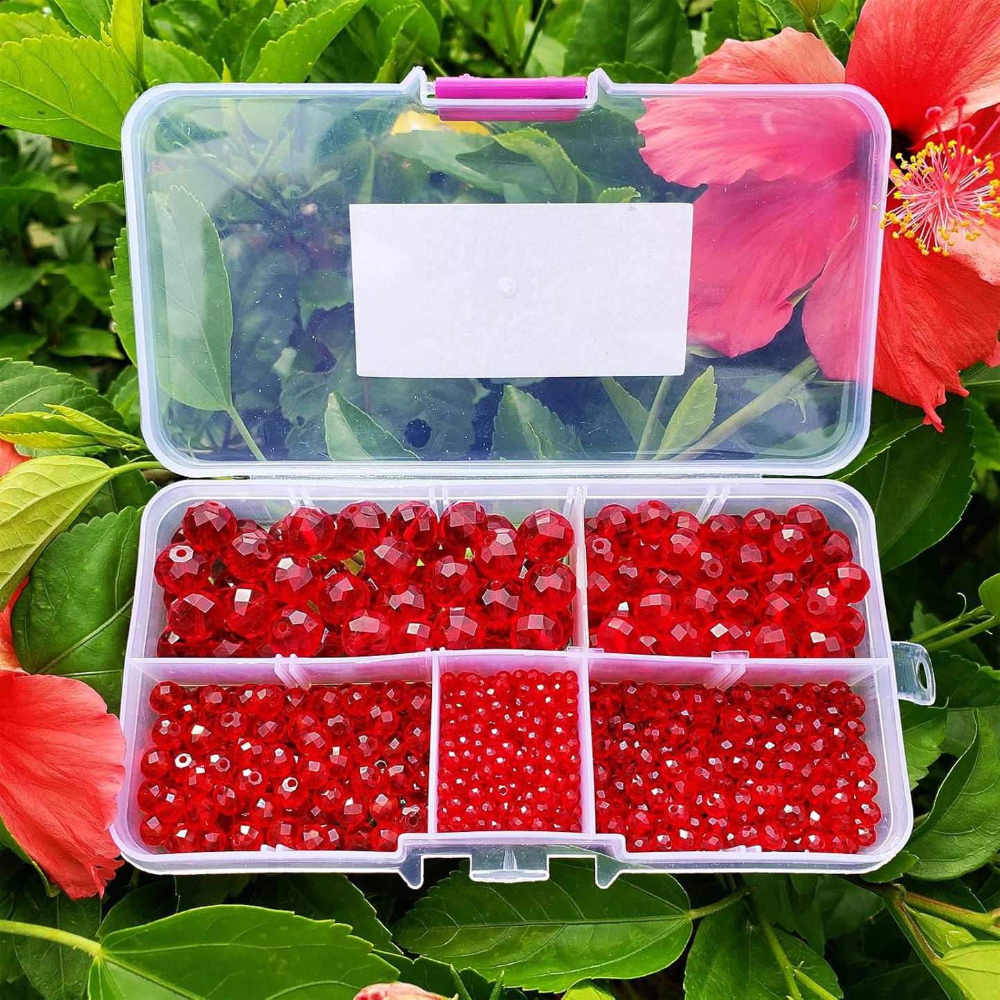 2-10mm Briolette Rondelle 810pcs Red Crystal Glass Beads Faceted Shape Crystal Spacer Beads for Bracelet Necklace Decorative Hand Jewelry Making (2/4/6/8/10mm Red)