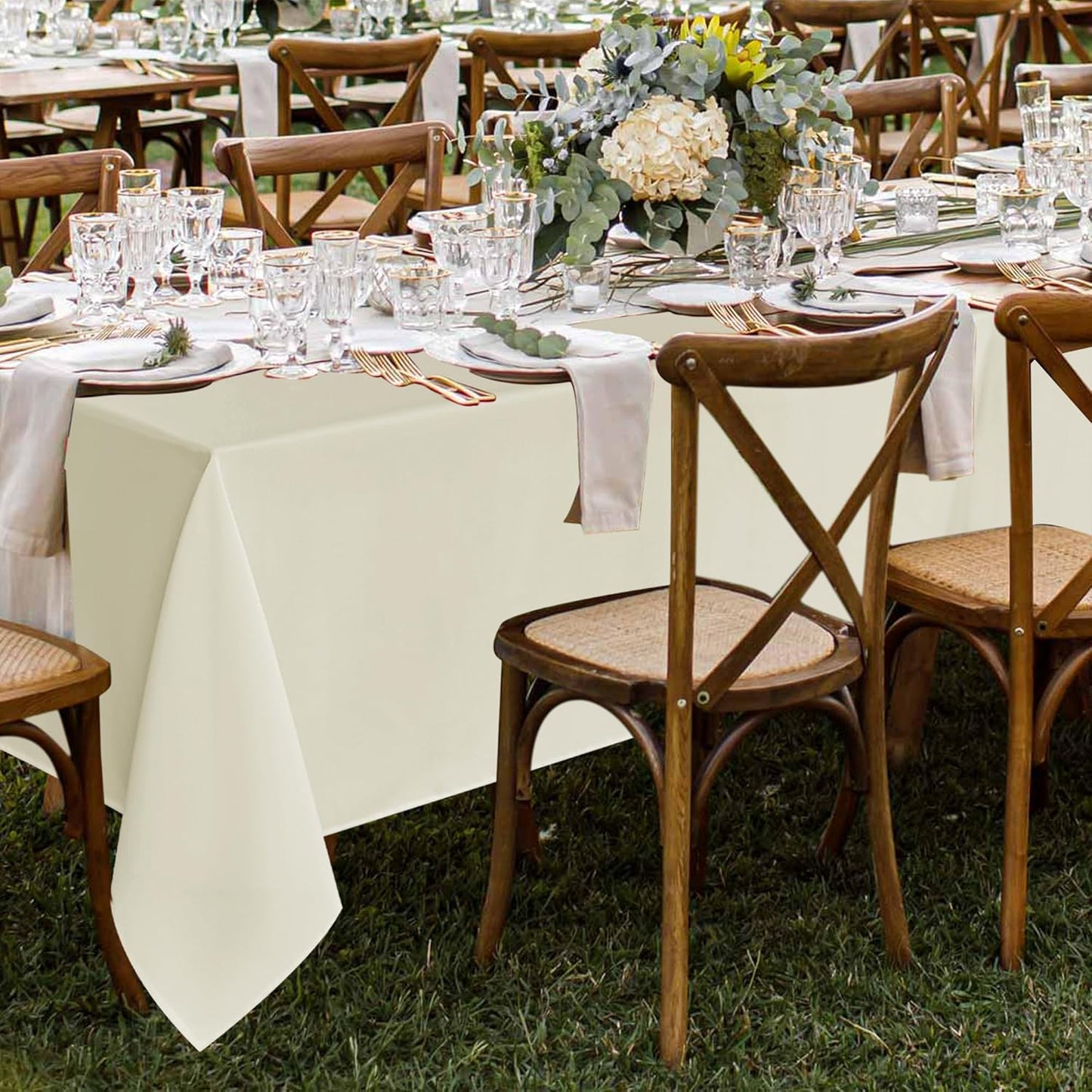 Fitable 8 Pack Table Cloth Rectangle Table: Stain and Wrinkle Resistant Tablecloth Rectangular, Washable Polyester Tablecloths for Wedding Party Dining Banquet Event Catering(Ivory, 70x108 Inch)